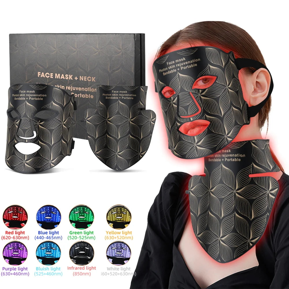 8-Color LED Face & Neck Mask – Silicone Light Therapy